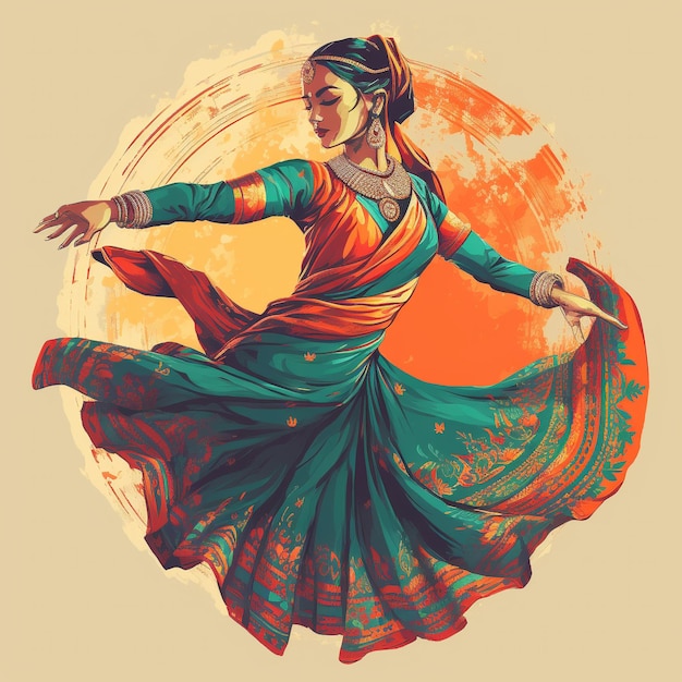 Ilustración de bailarina kathak