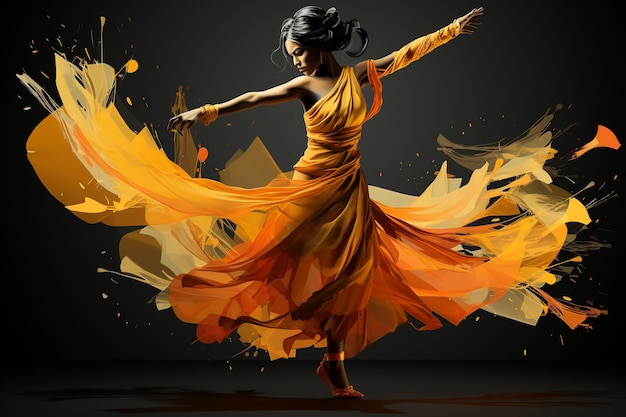 Ilustración de bailarina kathak