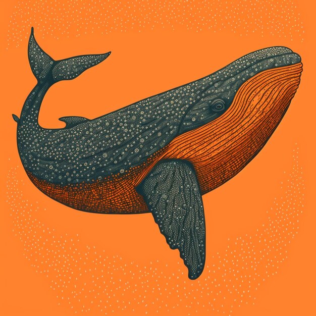 Ilustración de una ballena con una cola larga y un ai generativo de cola larga