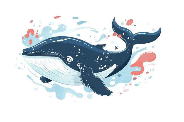 Ilustración de una ballena con una estrella en la espalda