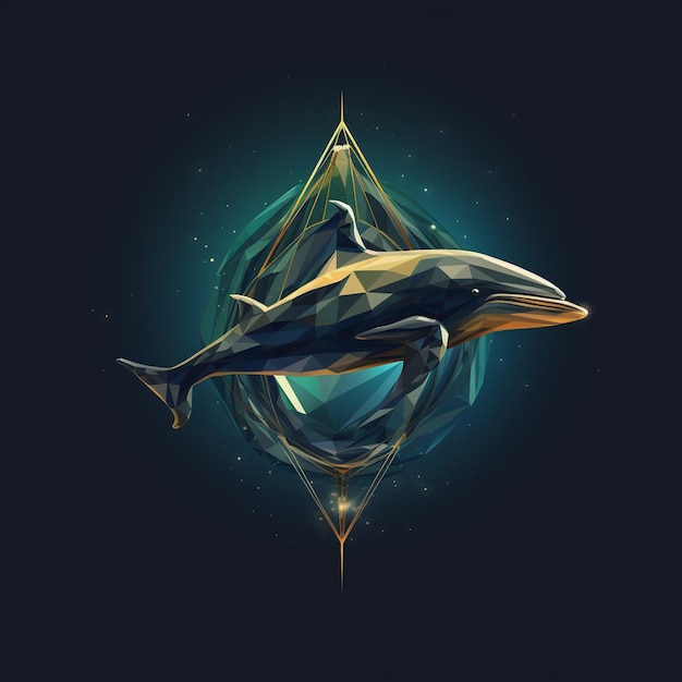 Ilustración de una ballena con formas geométricas