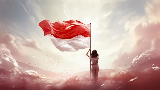 Ilustración de la bandera de Indonesia