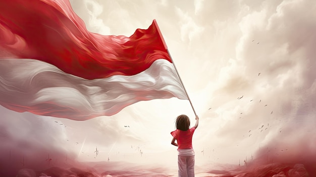 Ilustración de la bandera de Indonesia