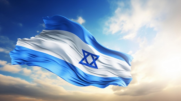 Ilustración de una bandera nacional de Israel ondeando