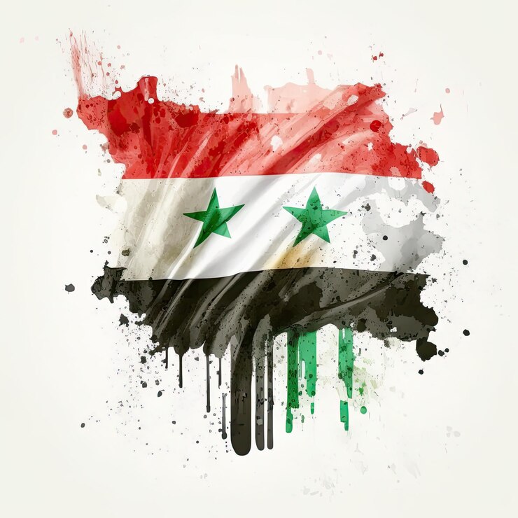 Ilustración de bandera de Siria acuarela aislada sobre fondo blanco