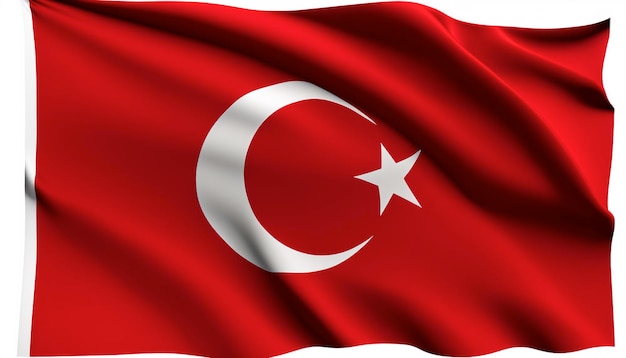 Ilustración de la bandera de Turquía sobre un fondo blanco Ai generativo