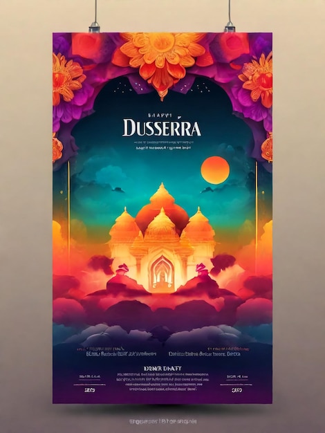 Ilustración de banner de feliz Dussehra diseño de plantilla de publicaciones en las redes sociales