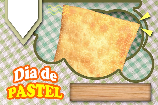 Ilustración de banner con un pastel escrito dia de pastel.