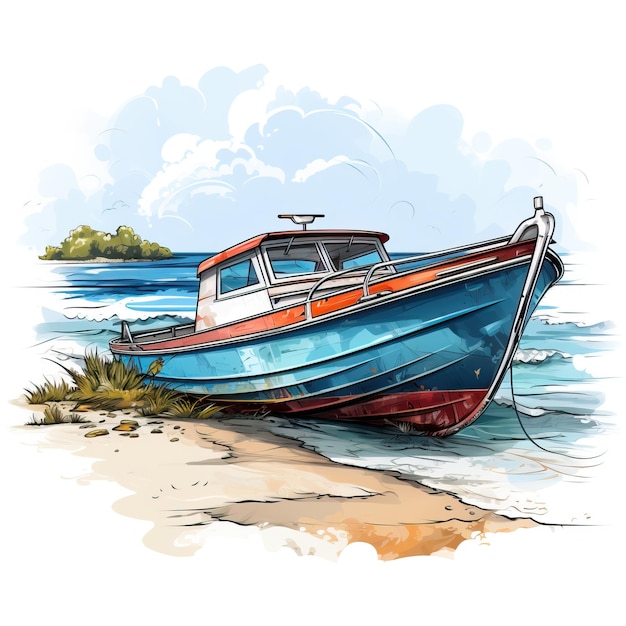 ilustración de barco de playa