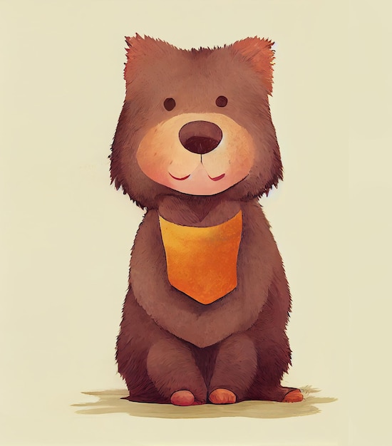 Ilustración de Bear Cub para niños Libro para niños en acuarela Pintura Arte Dibujo de animales de dibujos animados