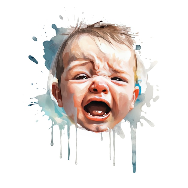 Una ilustración de un bebé que llora