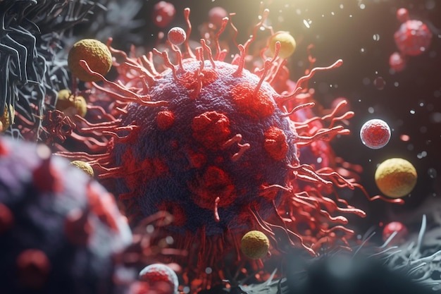 Foto ilustración biomédica del sistema inmunitario modelo de arte 3d