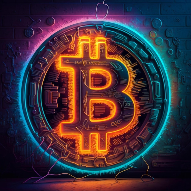 ilustración de bitcoin de neón