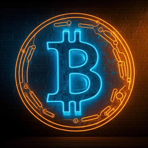 ilustración de bitcoin de neón