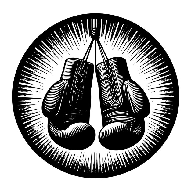 Foto ilustración en blanco y negro de guantes de boxeo suspendidos