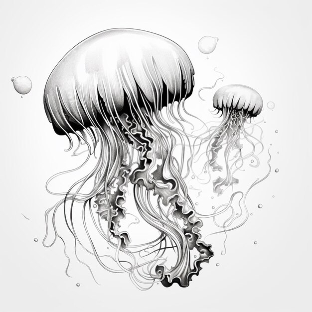 Foto ilustración en blanco y negro de la medusa