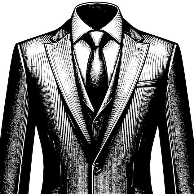 Ilustración en blanco y negro de un par de trajes de negocios masculinos