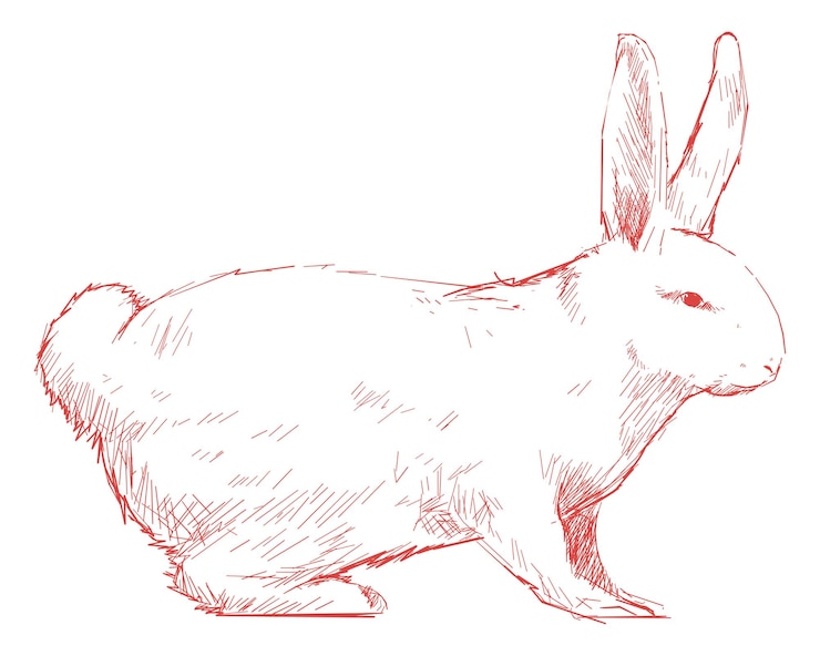 Foto ilustración de boceto de conejo rojo png fondo transparente