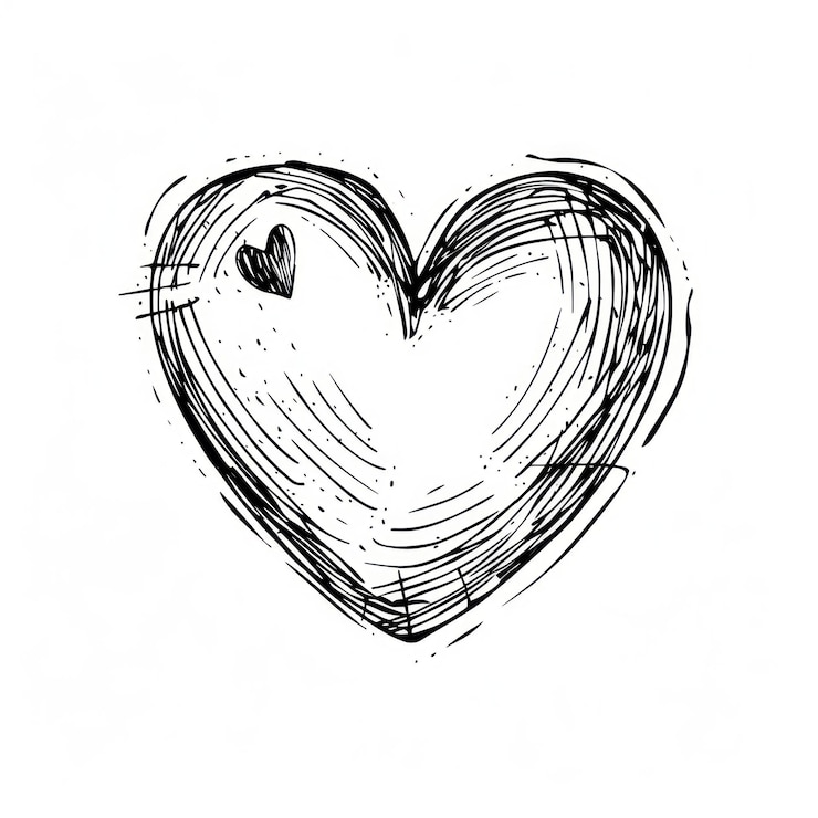 Foto ilustración de boceto de corazón dibujado a mano