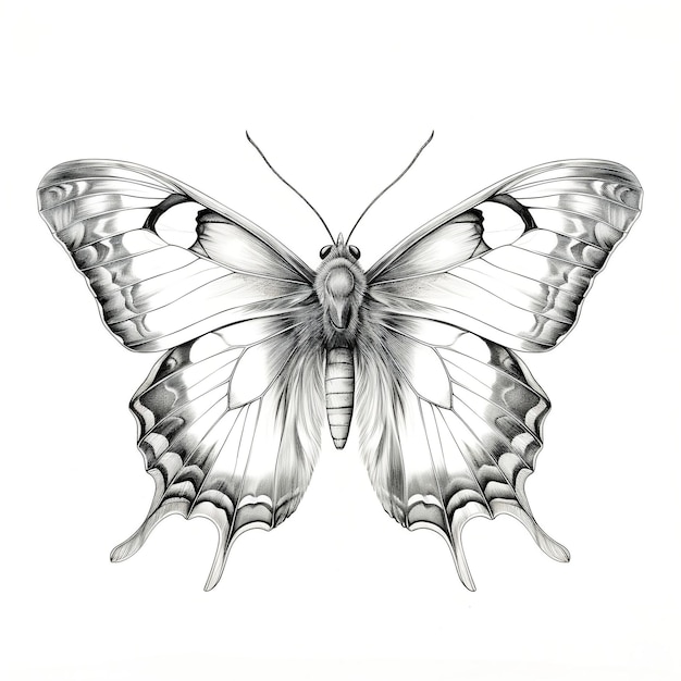 Ilustración del boceto de la mariposa