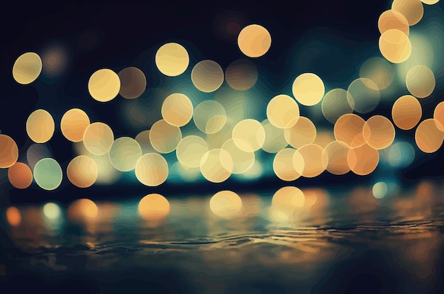 Ilustración de Bokeh y grandes luces circulares de colores Fondo de luces brillantes fuera de foco