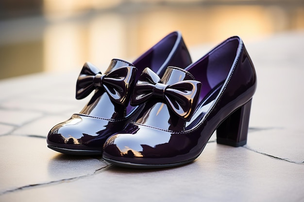 ilustración de bonitos zapatos de vestido de arco para el caminante negro en el estilo