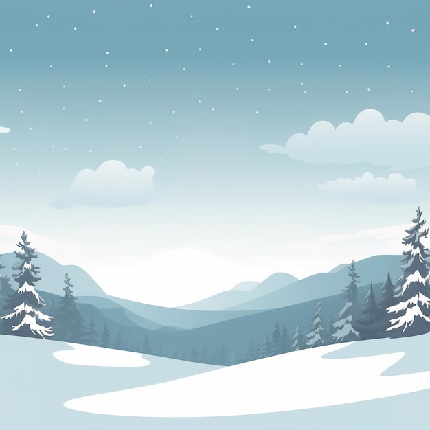 Una ilustración de un bosque cubierto de nieve.