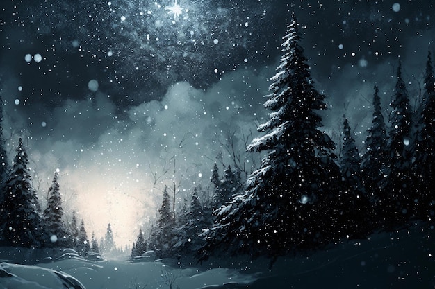 Ilustración de bosque nevado de invierno abstracto
