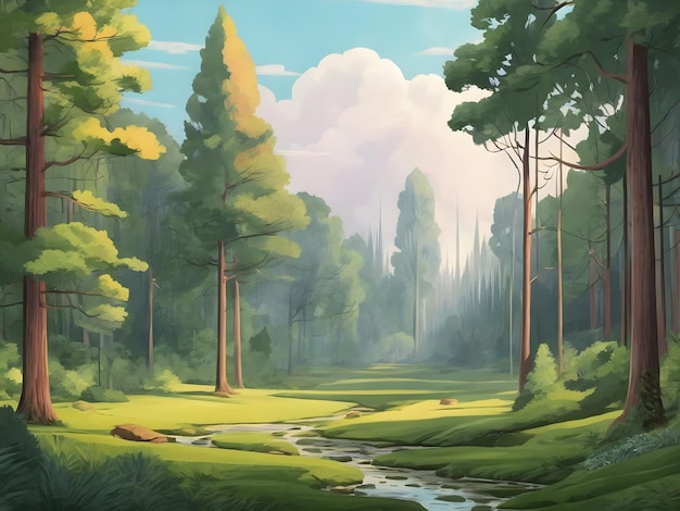 Ilustración de un bosque plano