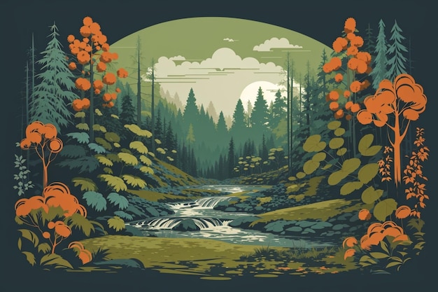 Ilustración de los bosques