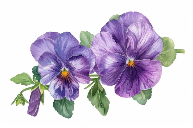 Ilustración botánica de las flores de Pansy Flor de viola aislada en fondo blanco Dibujo