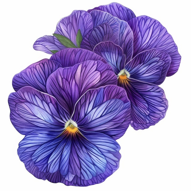 Ilustración botánica de las flores de Pansy Flor de viola aislada en fondo blanco Dibujo