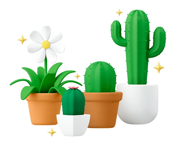 Foto ilustración botánica de jardín de plantas de interior png en maceta 3d sobre un fondo transparente