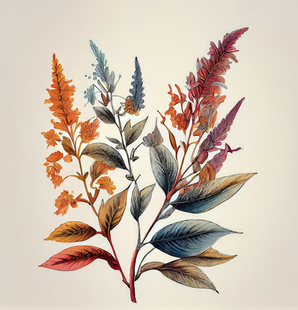 Ilustración botánica de la planta de quinua Chenopodium Quinoa Kinwa o Kinuwa Ilustración generativa abstracta de IA