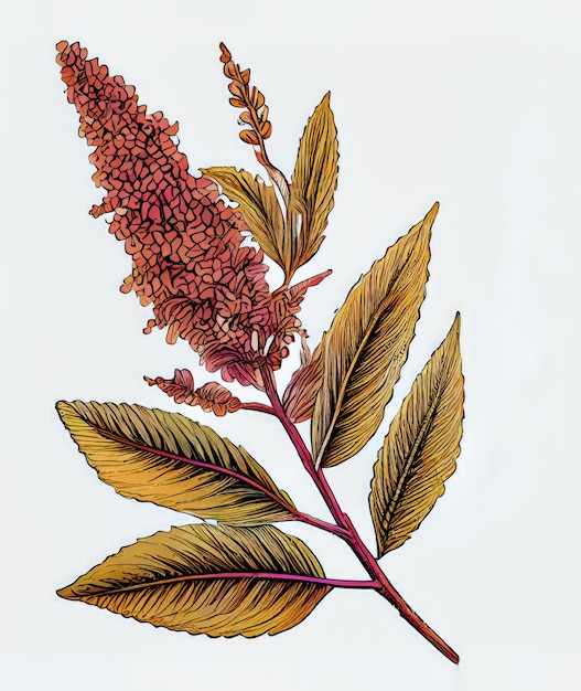 Ilustración botánica de la planta de quinua Chenopodium Quinoa Kinwa o Kinuwa Ilustración generativa abstracta de IA