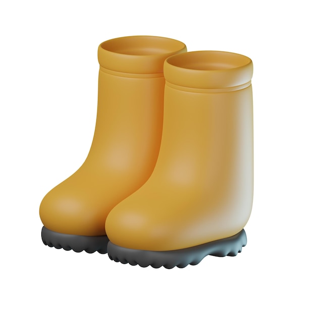 Foto ilustración de botas de lluvia en 3d