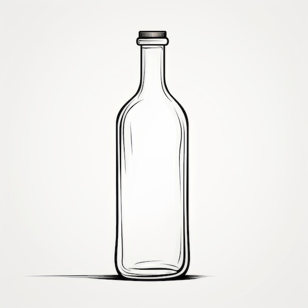 Ilustración de botella de vidrio de arte de línea simple sobre fondo blanco