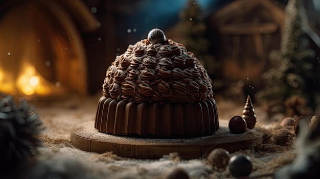 Ilustración de brownies de chocolate en forma de objetos únicos.