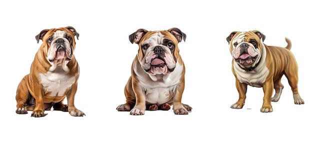 Ilustración de bulldog canino perro animal de raza pura bulldog inglés marrón bulldog canino