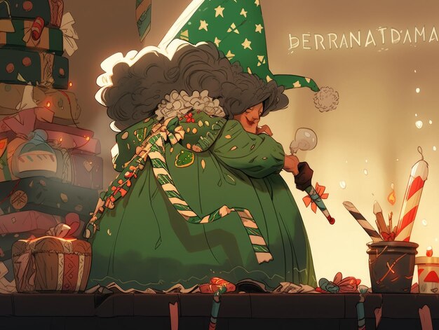 Foto ilustración buona befana en verde