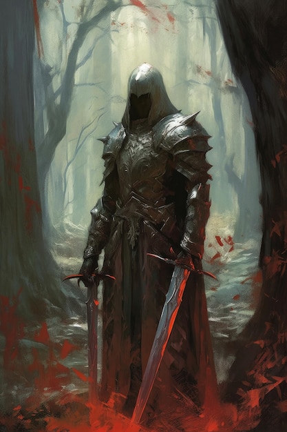 Una ilustración de un caballero con su espada.
