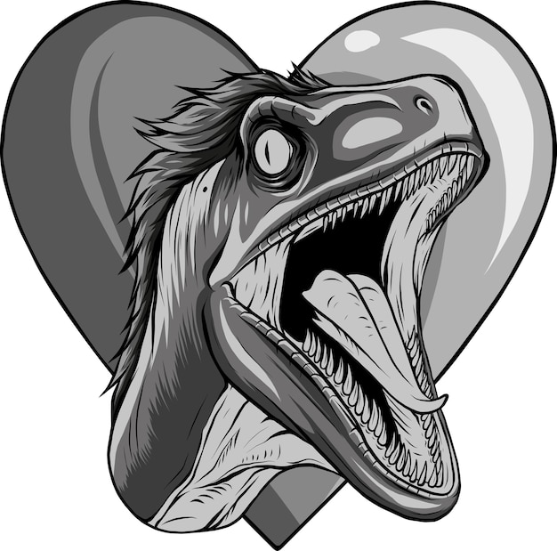 Ilustración de la cabeza de Raptor con el signo del corazón