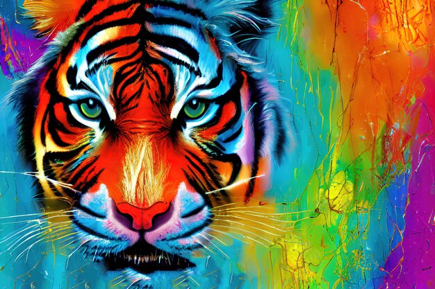 Ilustración de cabeza de tigre ilustración abstracta de color