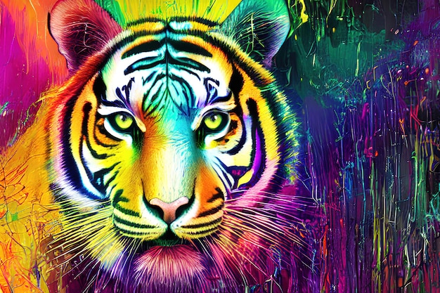 Ilustración de cabeza de tigre ilustración abstracta de color