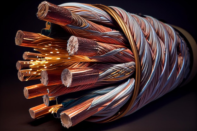 Ilustración de cable de cobre de alimentación IA generativa