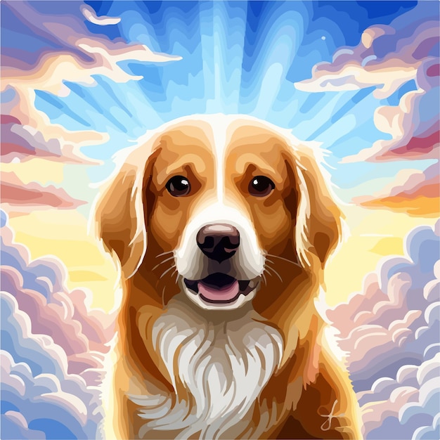 ilustración de un cachorro en el cielo