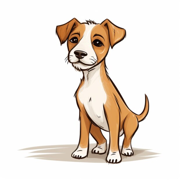 Ilustración de un cachorro de dibujos animados sobre un fondo blanco