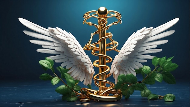 Ilustración del Caduceo, un símbolo clásico de la medicina y la atención médica