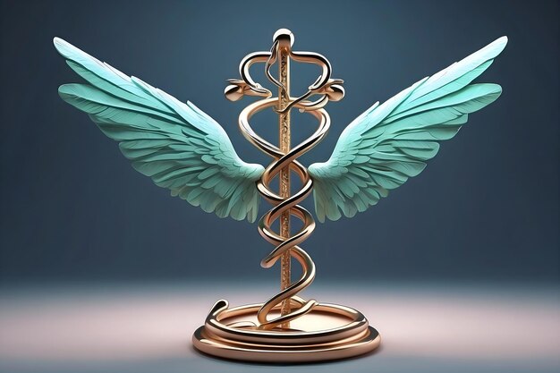 Foto ilustración del caduceo, un símbolo clásico de la medicina y la atención médica