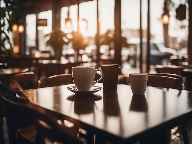 Ilustración de una cafetería con fondo de booker borroso